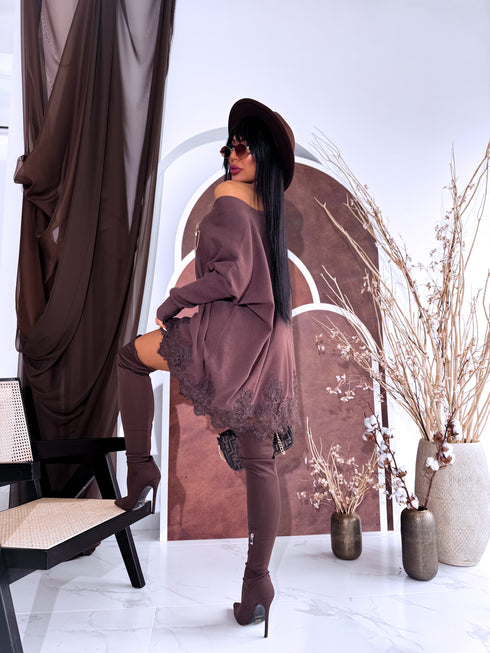 PLUS SIZE sweater "AGAIN 10588"- choco